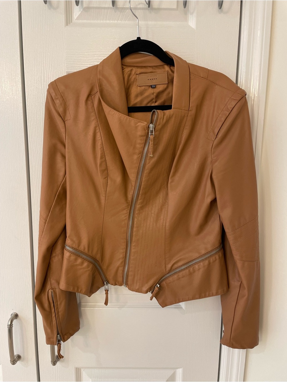 Women’s Camel Faux Leather Moto Jacket